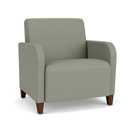 Lesro Siena Lounge Reception Wide Guest Chair, Walnut, OH Eucalyptus Upholstery SN1201